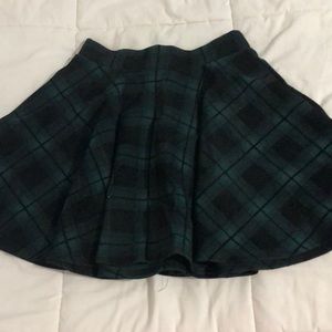 Plaid green skater skirt